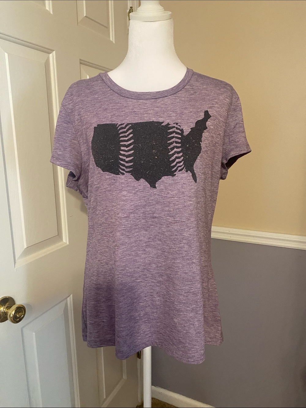 Women's Heather Purple USA Baseball Graphic Tee